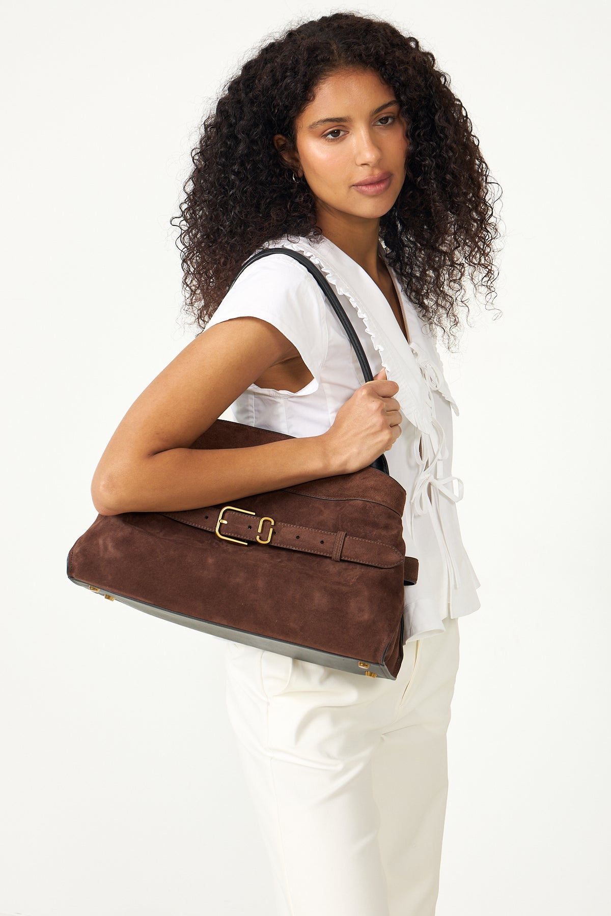 The Suede Dakota Satchel - Mörkbrun