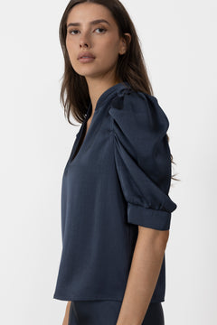 Roella Heavy Sateen Blouse - Midnight Blue