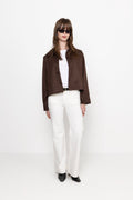 Nilo Faux Suede Jacket - Dark Brown