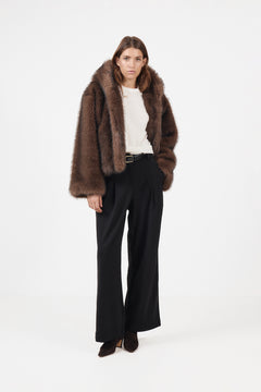 Astrid Faux Fur Jacket - Chocolate Brown