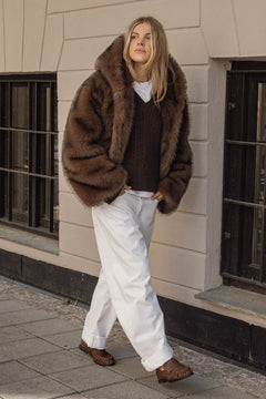 Astrid Faux Fur Jacket - Chocolate Brown