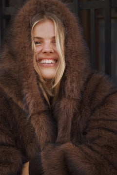 Astrid Faux Fur Jacket - Chocolate Brown