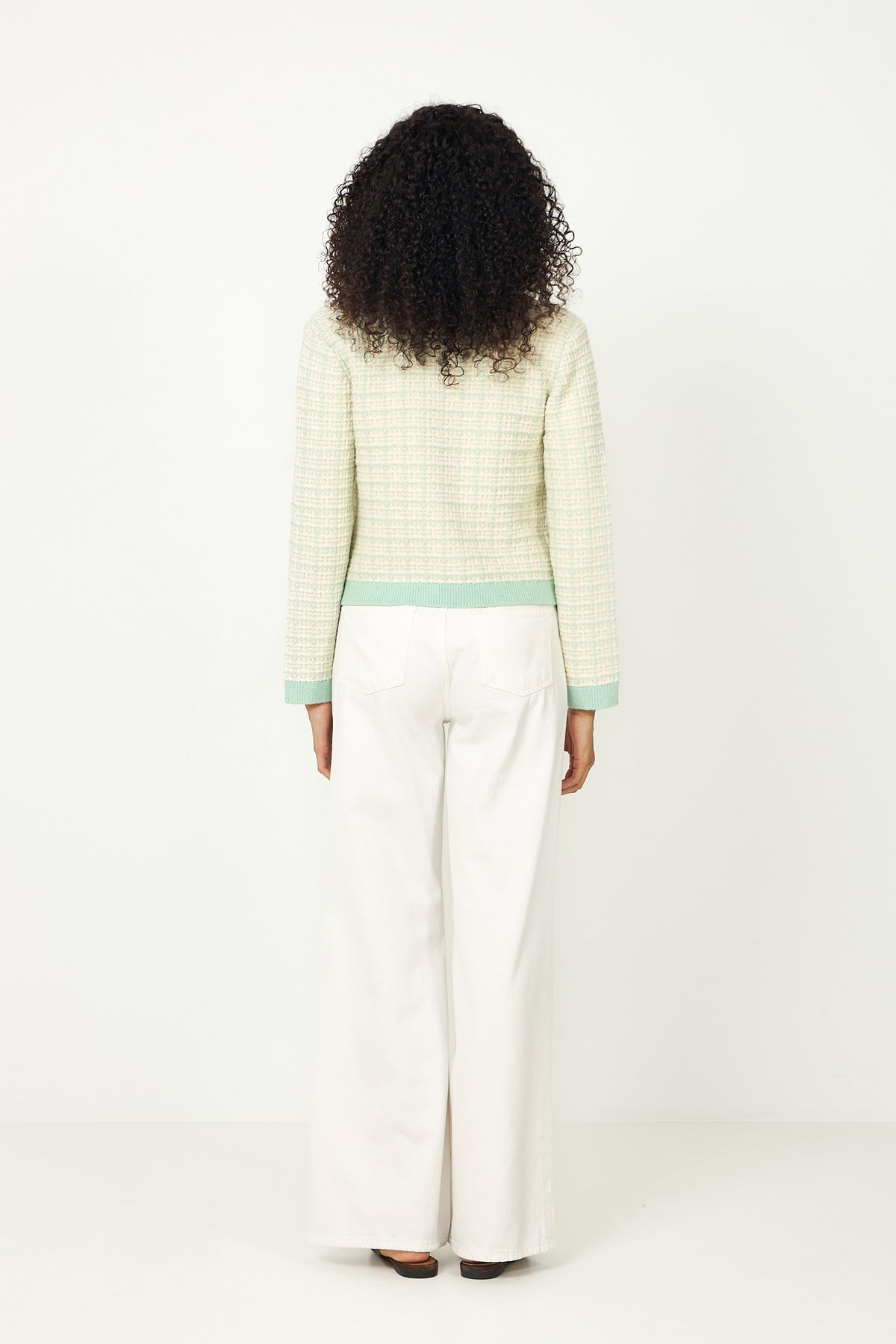 Yaslivia Ls Short Knit Cardigan - Lichen Birch