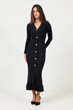 Yasmikla Ls Long Knit Dress - Black
