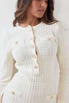 Gerda Crochet Mini Dress - Creme