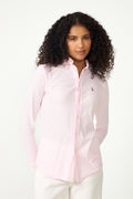 Striped Knit Oxford Shirt - Carmel Pink/White