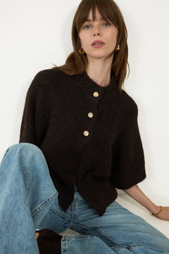 Benuta Fluffy Knit Cardigan - Dark Brown