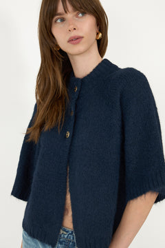 Benuta Fluffy Knit Cardigan - Navy