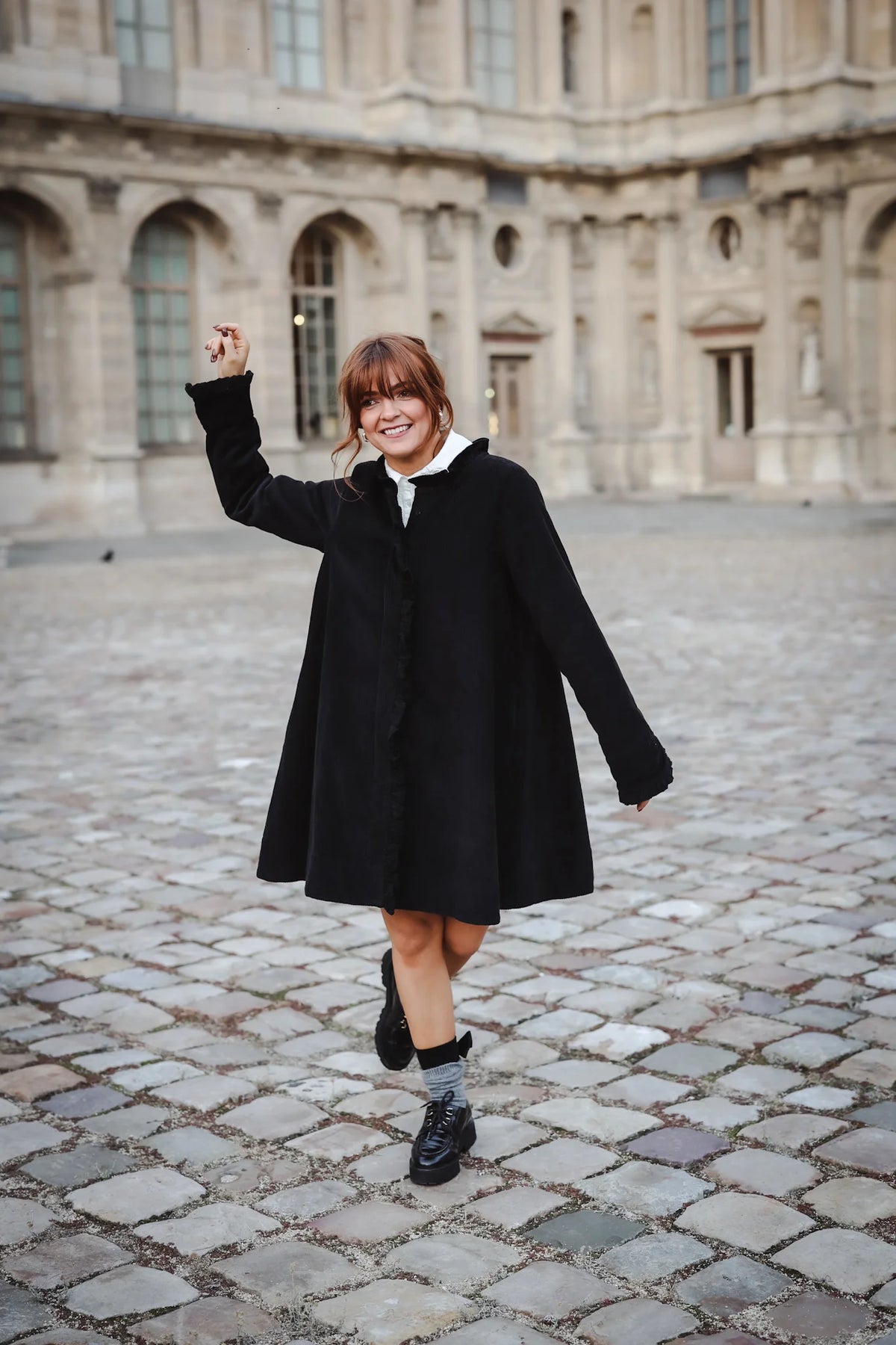 Cord Coat Dress - Svart