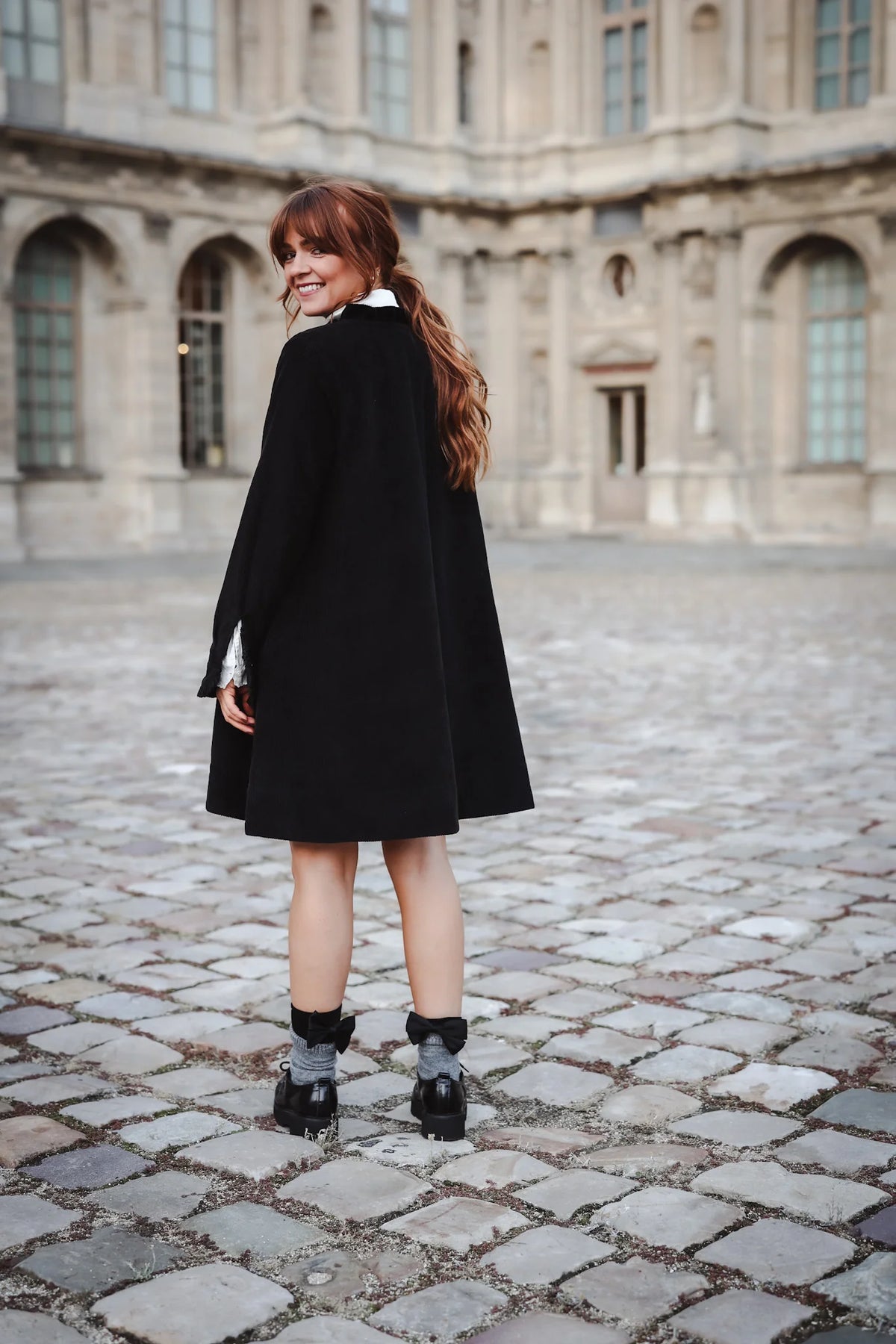 Cord Coat Dress - Svart