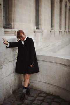 Cord Coat Dress - Black