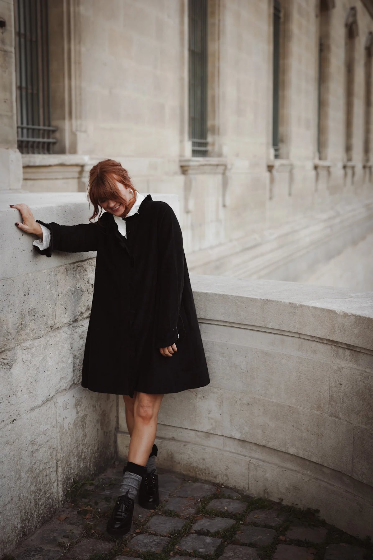 Cord Coat Dress - Svart