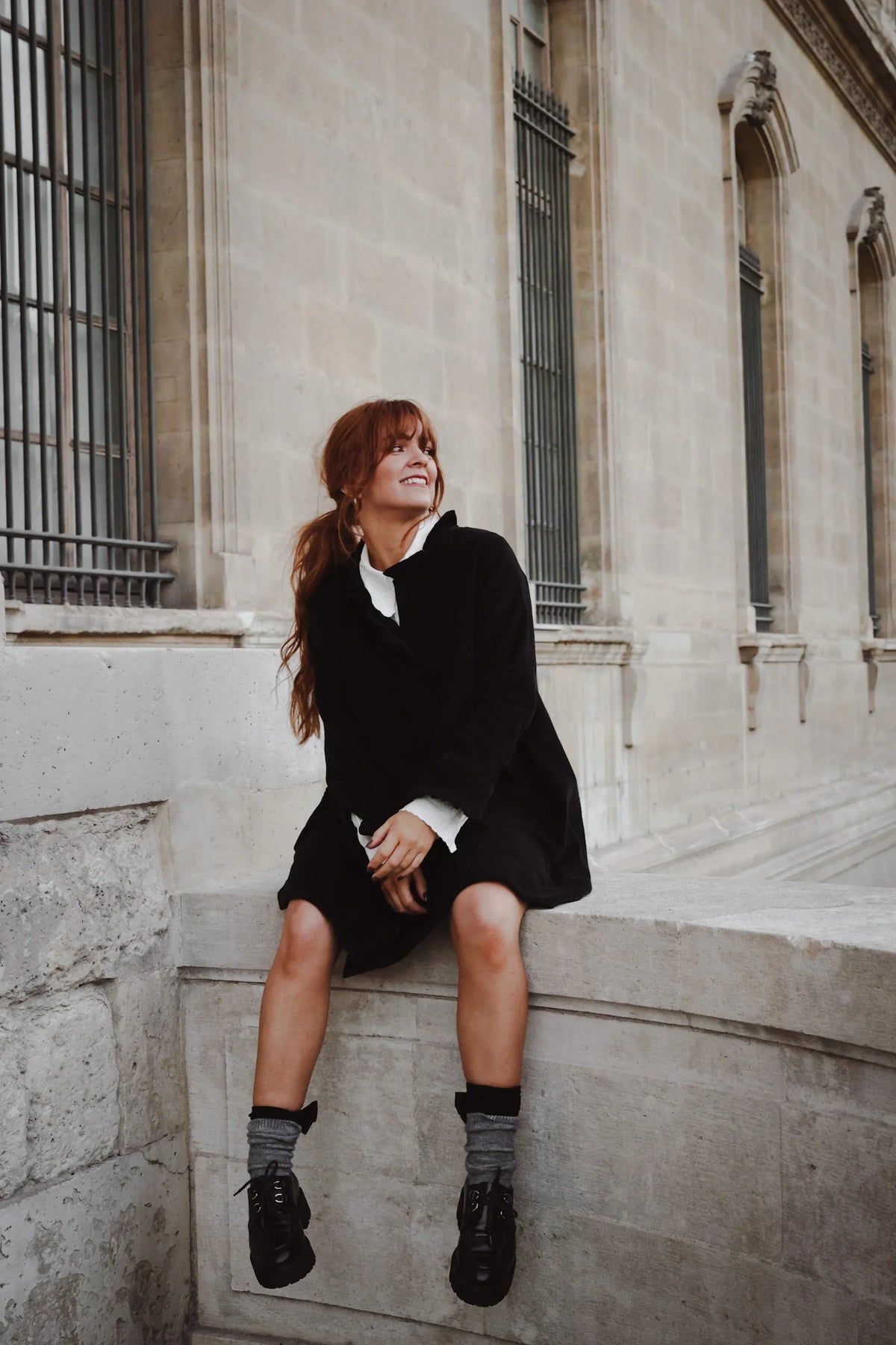 Cord Coat Dress - Svart