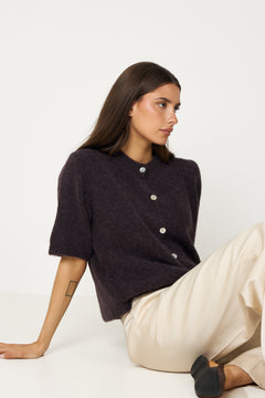 Kae Ss Knit Cardigan - Chocolate