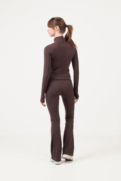 Nolana Zip Blouse - Chocolate Brown