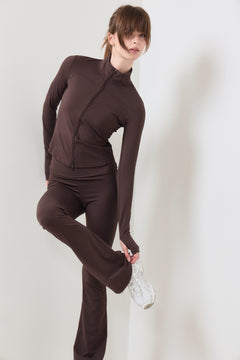 Nolana Zip Blouse - Chocolate Brown