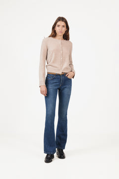 Clara Cashmere Knit Cardigan - Sand Melange