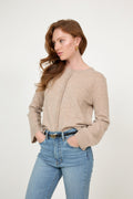 Clara Cashmere Knit Cardigan - Sand Melange