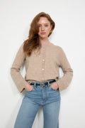 Clara Cashmere Knit Cardigan - Sand Melange