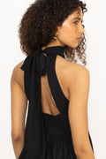 Fern Halterneck Ruffled Mini Dress - Black