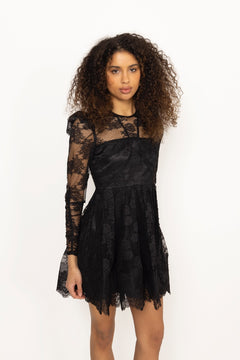 Leoni Lace Mini Dress - Black