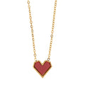 Sarah - Red Heart Necklace Stainless Steel - Gold