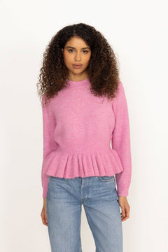 Yasemily Ls Peplum Knit Pullover S. - Moonlite Mauve