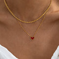 Sarah - Red Heart Necklace Stainless Steel - Gold