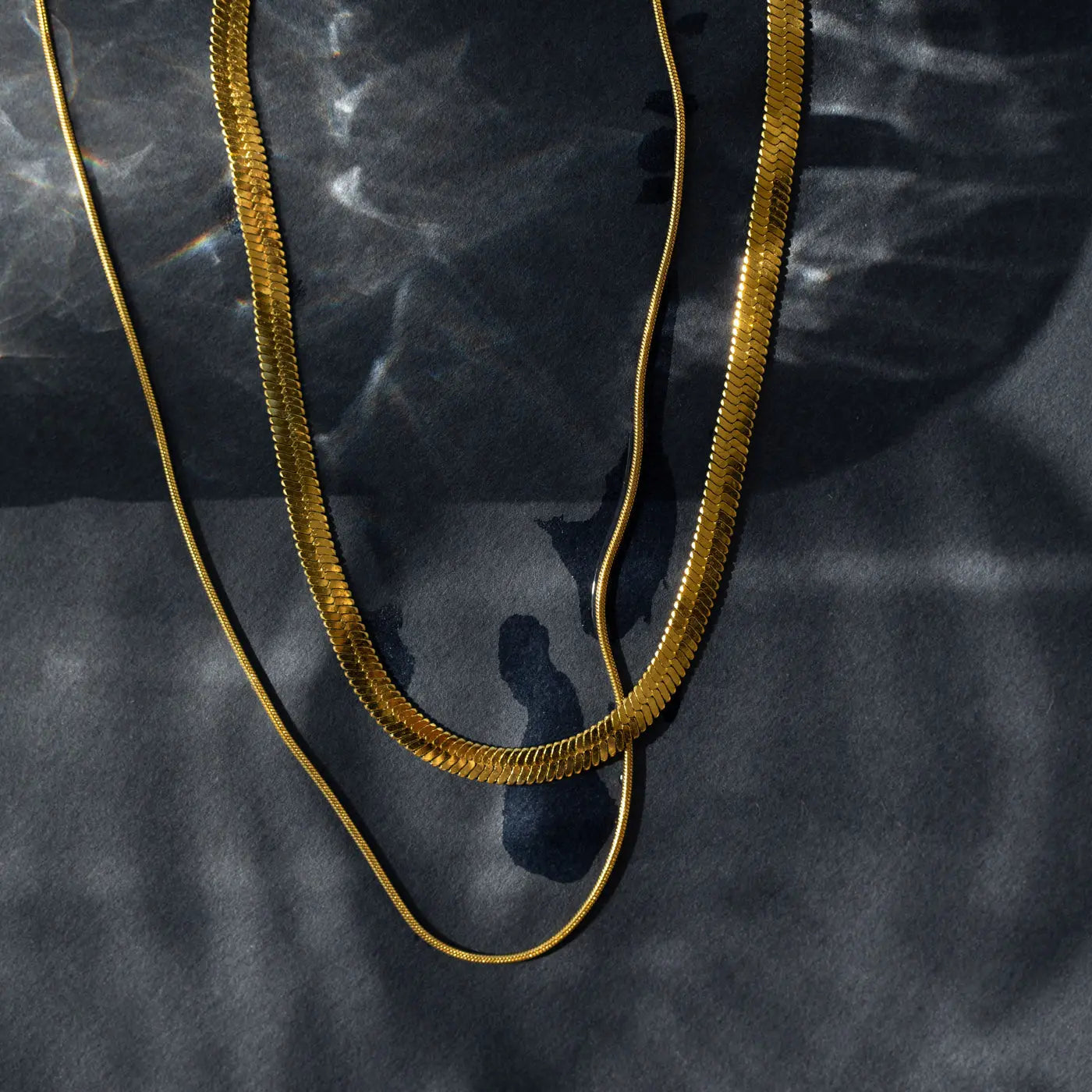 Ivy Double Snake Chain Necklace - Guld