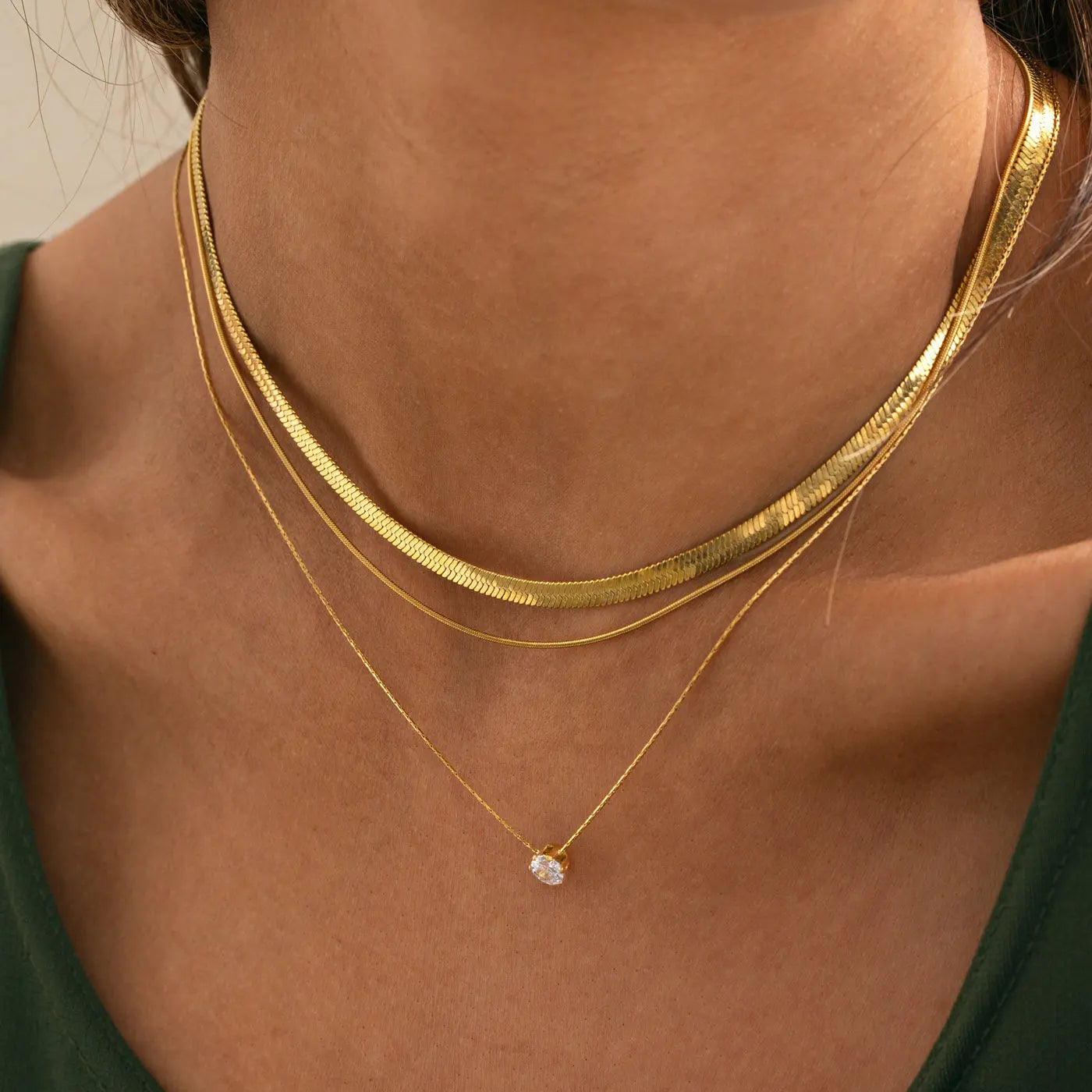 Ivy Double Snake Chain Necklace - Guld