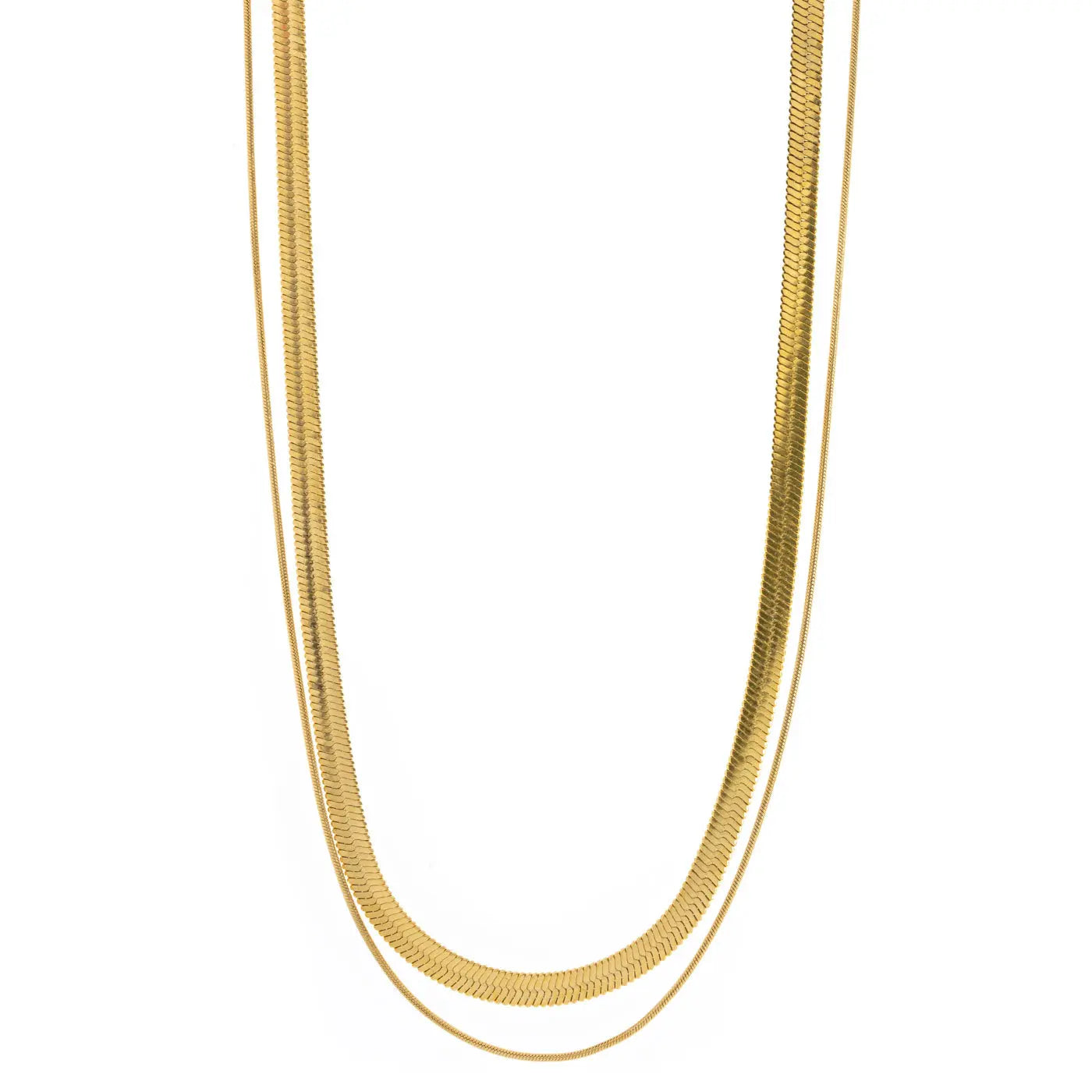Ivy Double Snake Chain Necklace - Guld