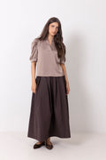 Roella Heavy Sateen Blus - Dark Taupe