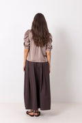 Roella Heavy Sateen Blus - Dark Taupe