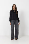 Rosslyn Heavy Sateen Blus - Svart
