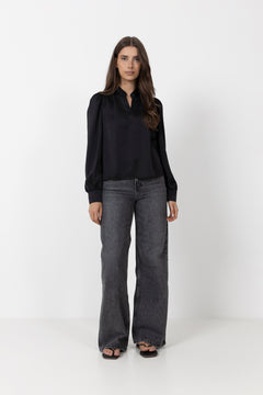 Rosslyn Heavy Sateen Blouse - Black