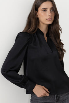 Rosslyn Heavy Sateen Blouse - Black