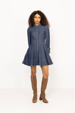Denim Mini Dress - Dark Blue