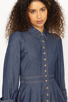 Denim Mini Dress - Dark Blue