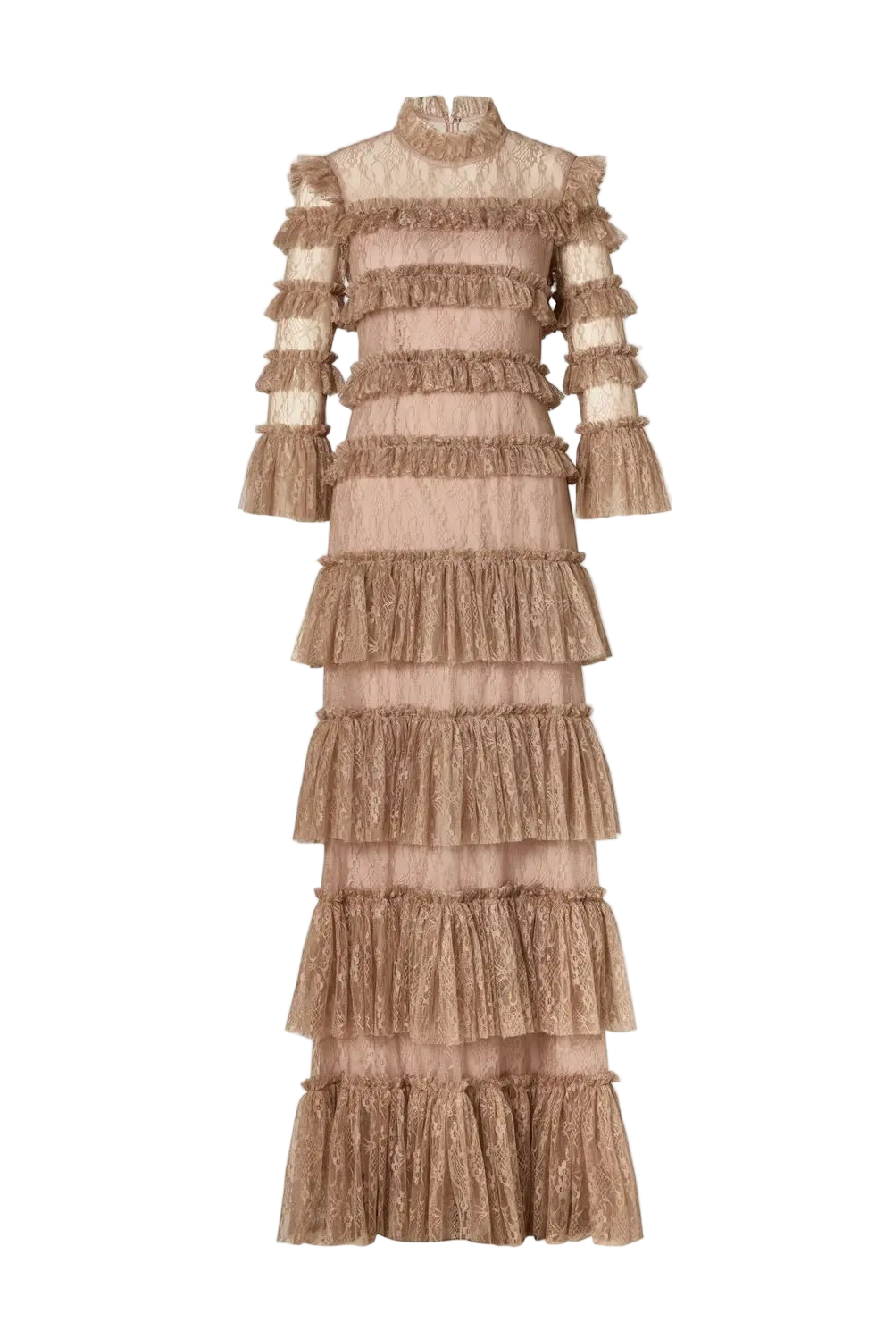 Carmine Long Sleeve Maxi Lace Dress - Greige