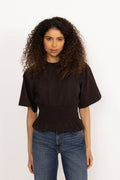 Dray Boxy Smock Tee - Mörkbrun