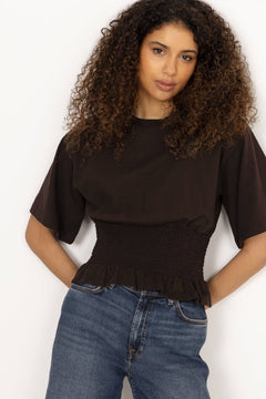Dray Boxy Smock Tee - Dark Brown