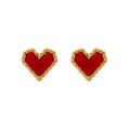 Sarah - Red Heart Stud Earring Rostfritt Stål - Guld