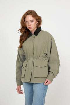 Camilla Cotton Utility Jacket - Light Green