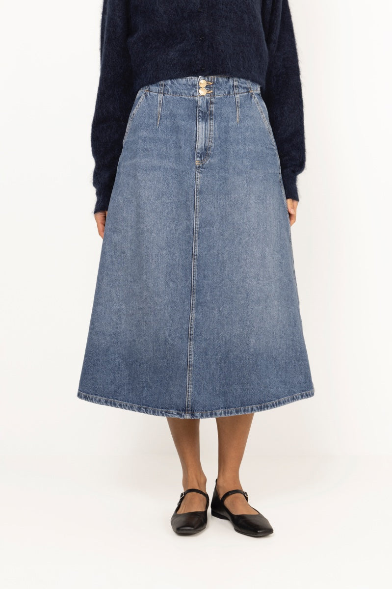 Leala Denim Skirt - Mid Blue