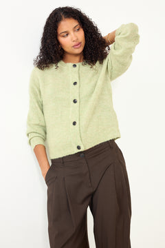 Lulu Ls Knit Short Cardigan - Lint Melange