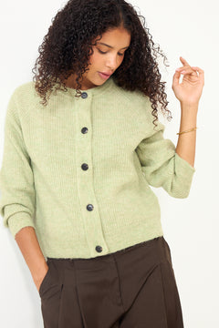 Lulu Ls Knit Short Cardigan - Lint Melange