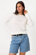 Thea Ls Knit Merino O-Neck - Egret