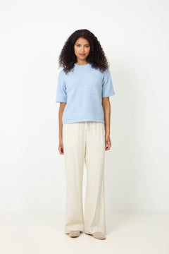 Lulu 2/4 Knit O-Neck - Cashmere Blue Melange