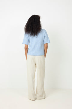 Lulu 2/4 Knit O-Neck - Cashmere Blue Melange