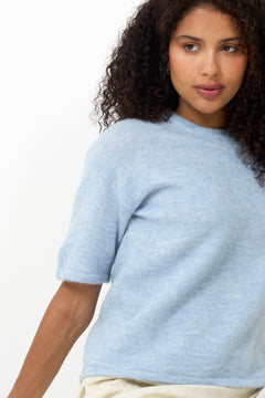 Lulu 2/4 Knit O-Neck - Cashmere Blue Melange
